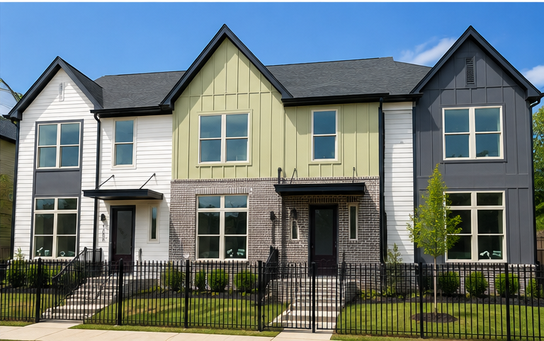 Front elevation of an additional East End Village townhome building