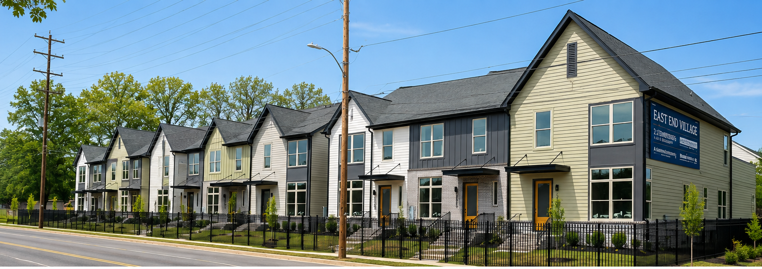 Street view of East End Village Townhomes in Memphis, Tennessee