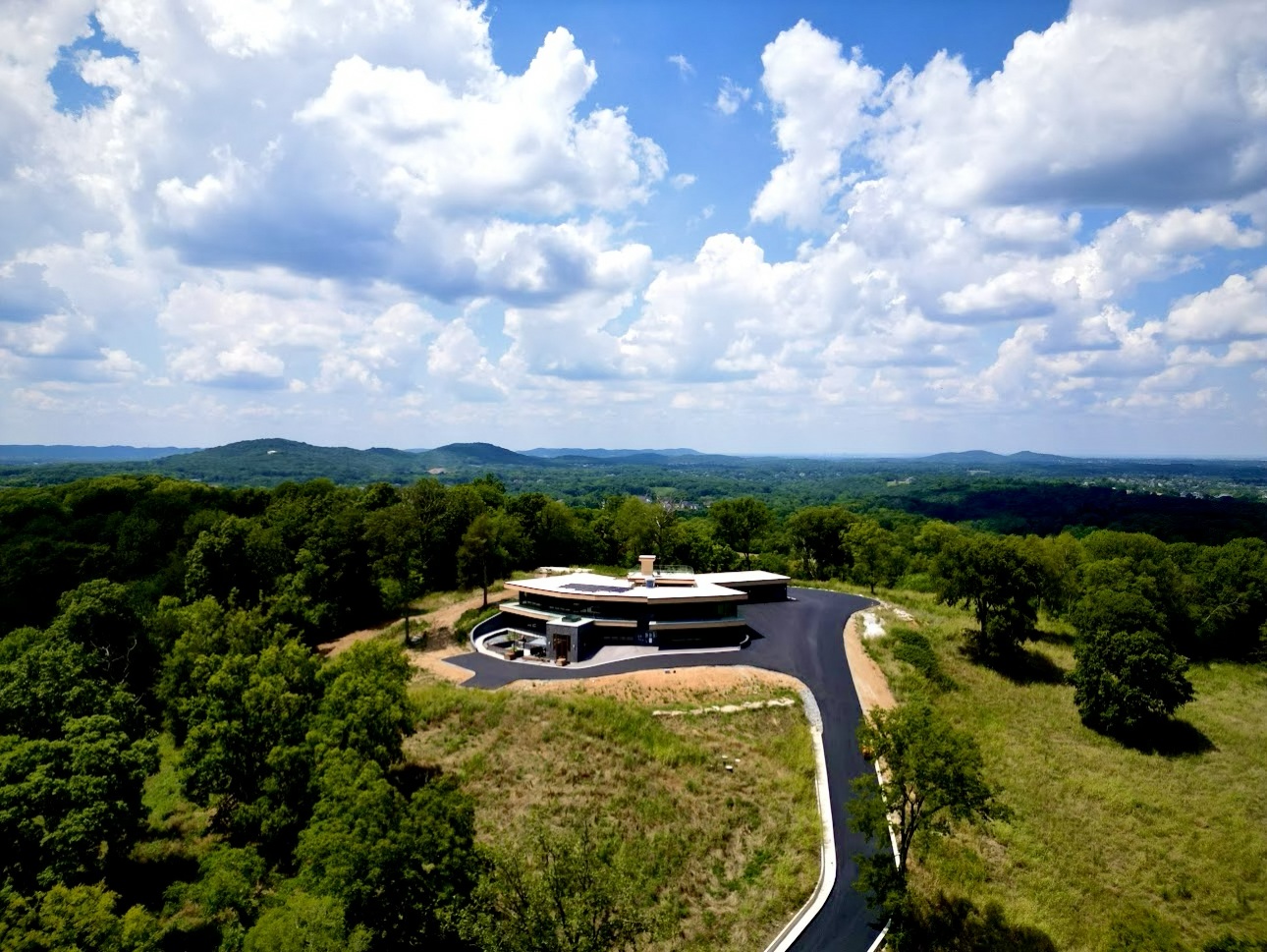 Aerial view of a custom luxury residence in Franklin, Tennessee