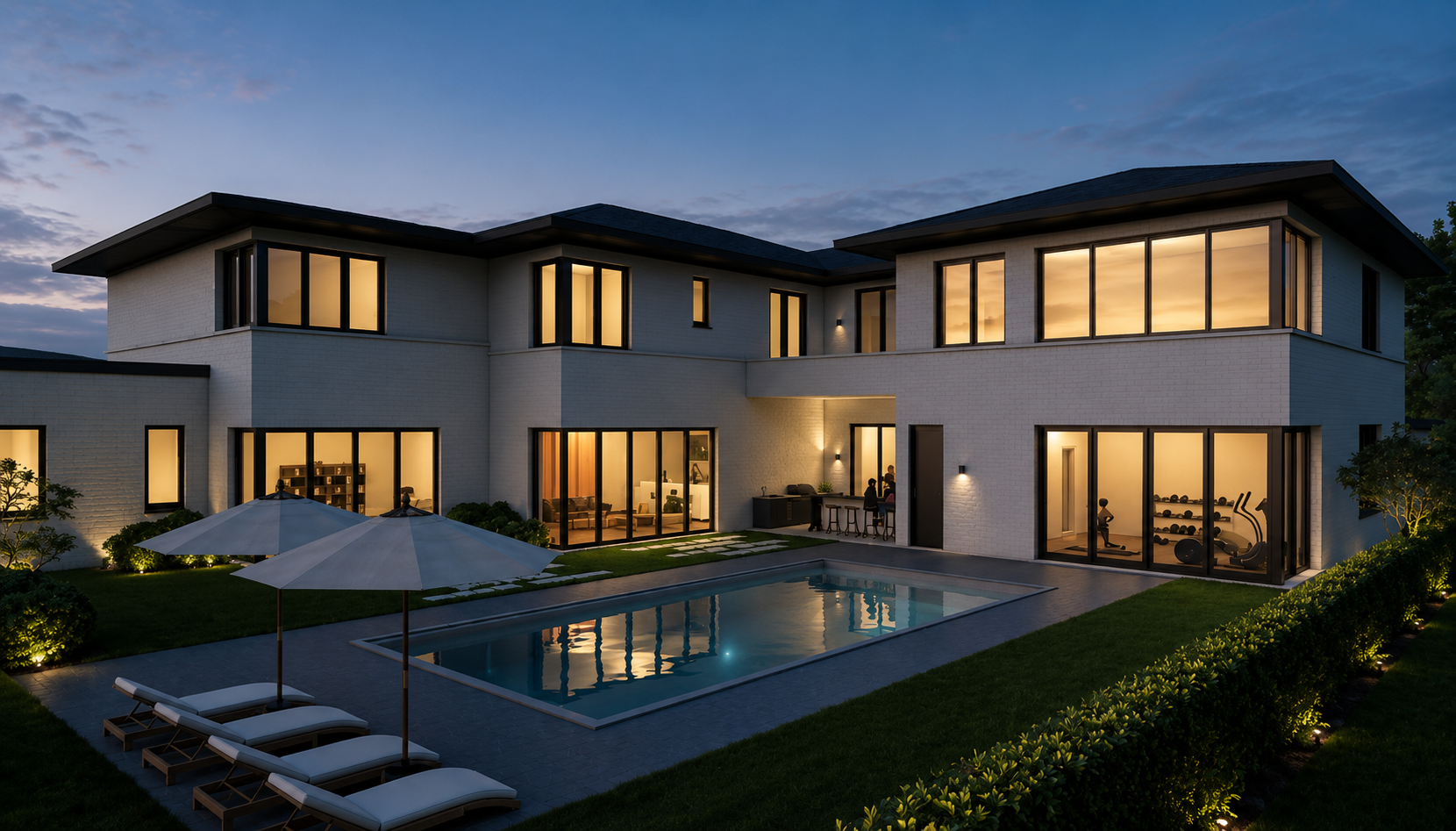 Rear pool rendering of a custom luxury residence in Germantown, Tennessee