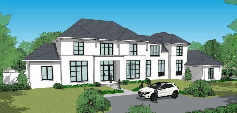 Front rendering of a 9,953 square-foot custom residence in Germantown, Tennessee